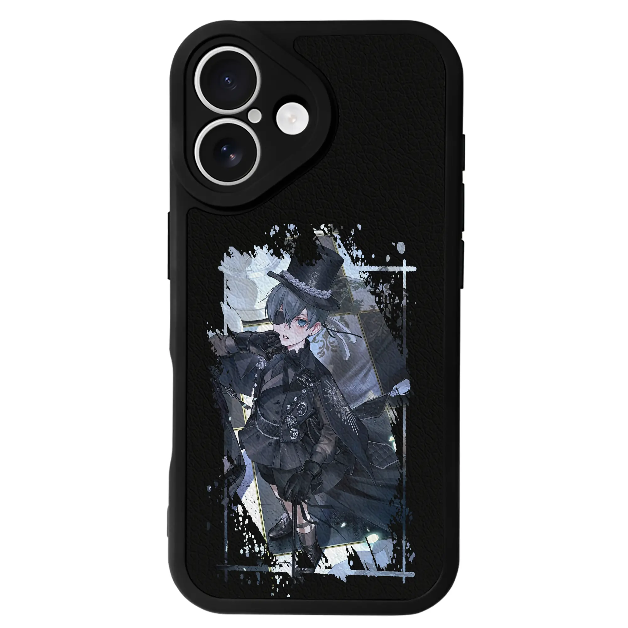 黒執事 グッズ,シエル・ファントムハイヴ - IPhone 16シリーズ対応 ・ シリコンスマホケース ・ レザー調 ・ 高精度フィット ・ 耐衝撃 ・ ワイヤレス充電対応 ・ 精密カット